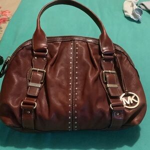 Michael Kors Dark Brown Satchel with Gold Accents
